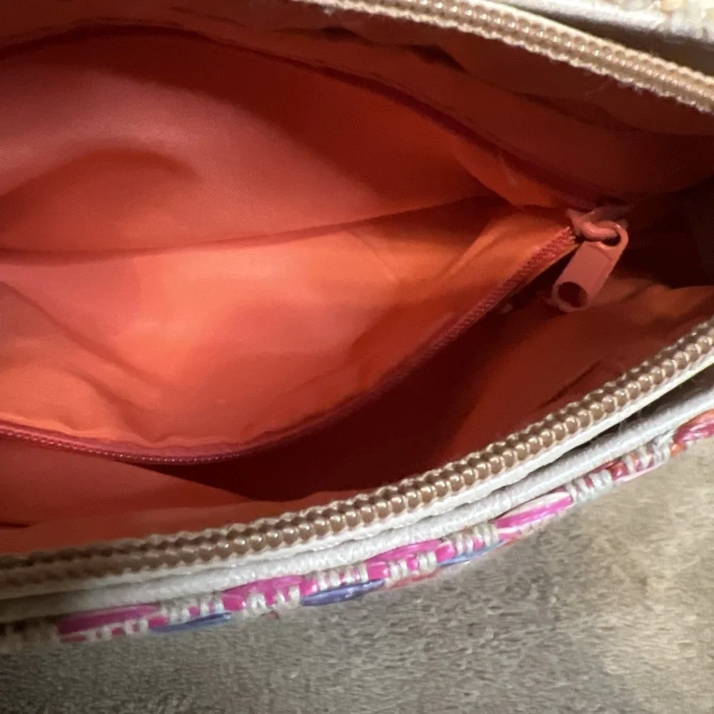 Liz Claiborne LC-1441-P Straw Pattern Shoulder Handbag Purse‎ Multi-Color